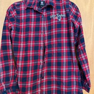 NFL New England Red and Blue Plaid women’s flannel shirt
